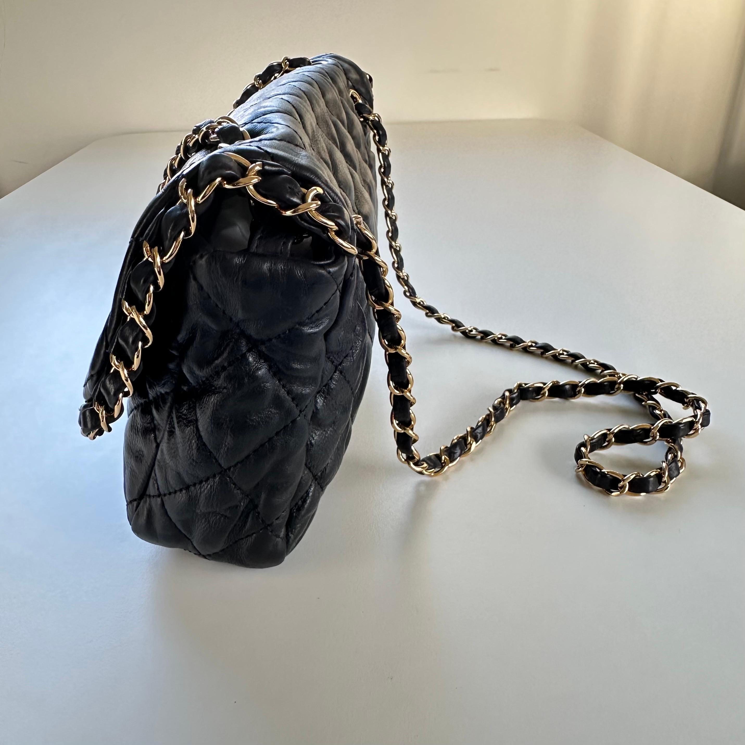 Chanel 2011 Classic Chain Me Around Single Flap Jumbo Maxi Cc Logo Black Bag For Sale 6