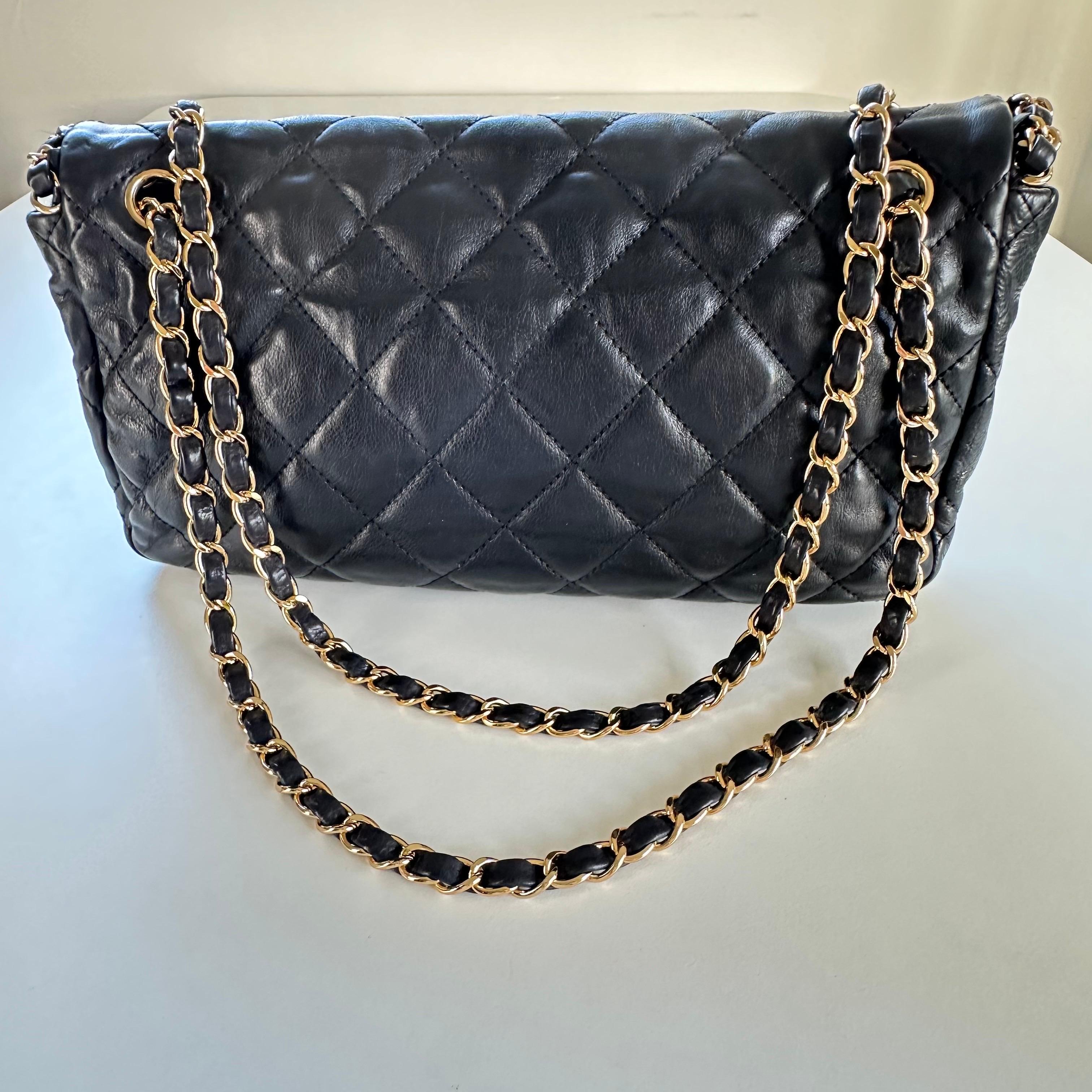 Chanel 2011 Classic Chain Me Around Single Flap Jumbo Maxi Cc Logo Black Bag For Sale 8