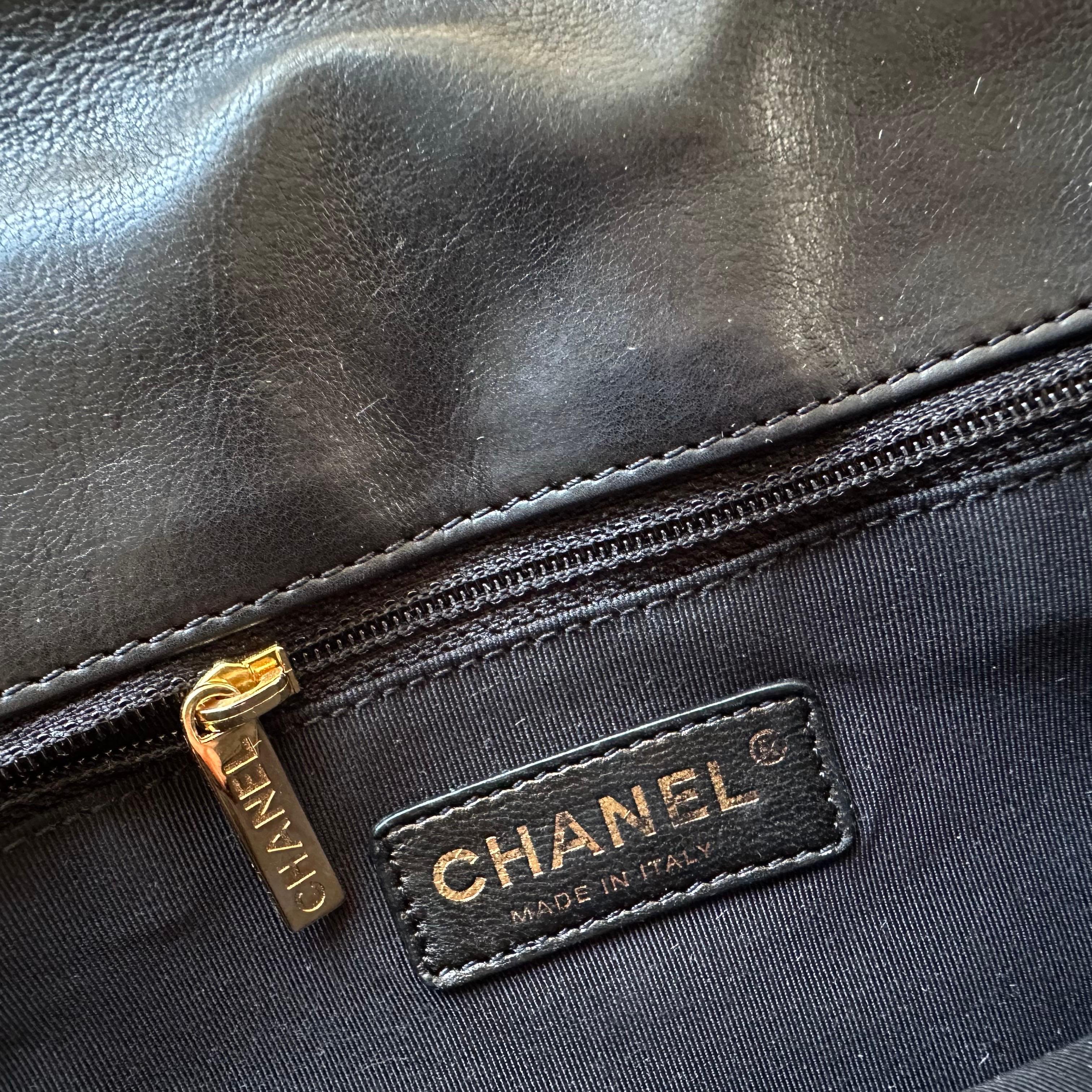 Chanel 2011 Classic Chain Me Around Single Flap Jumbo Maxi Cc Logo Black Bag For Sale 12