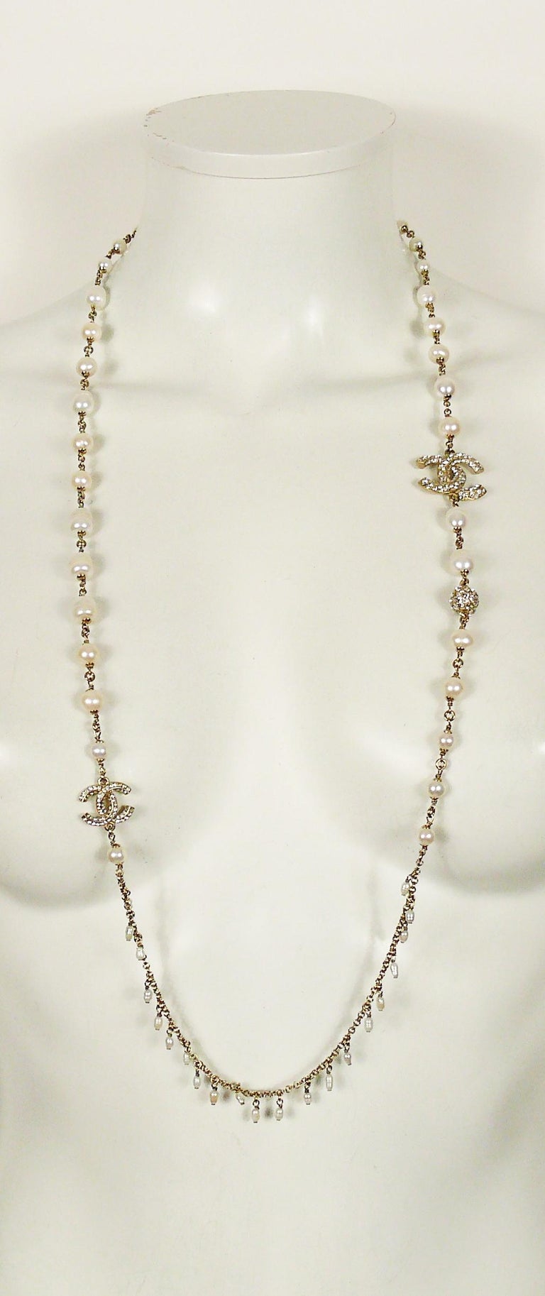 Chanel 2011 Cultured Freshwater Pearl Jewelled CC Necklace