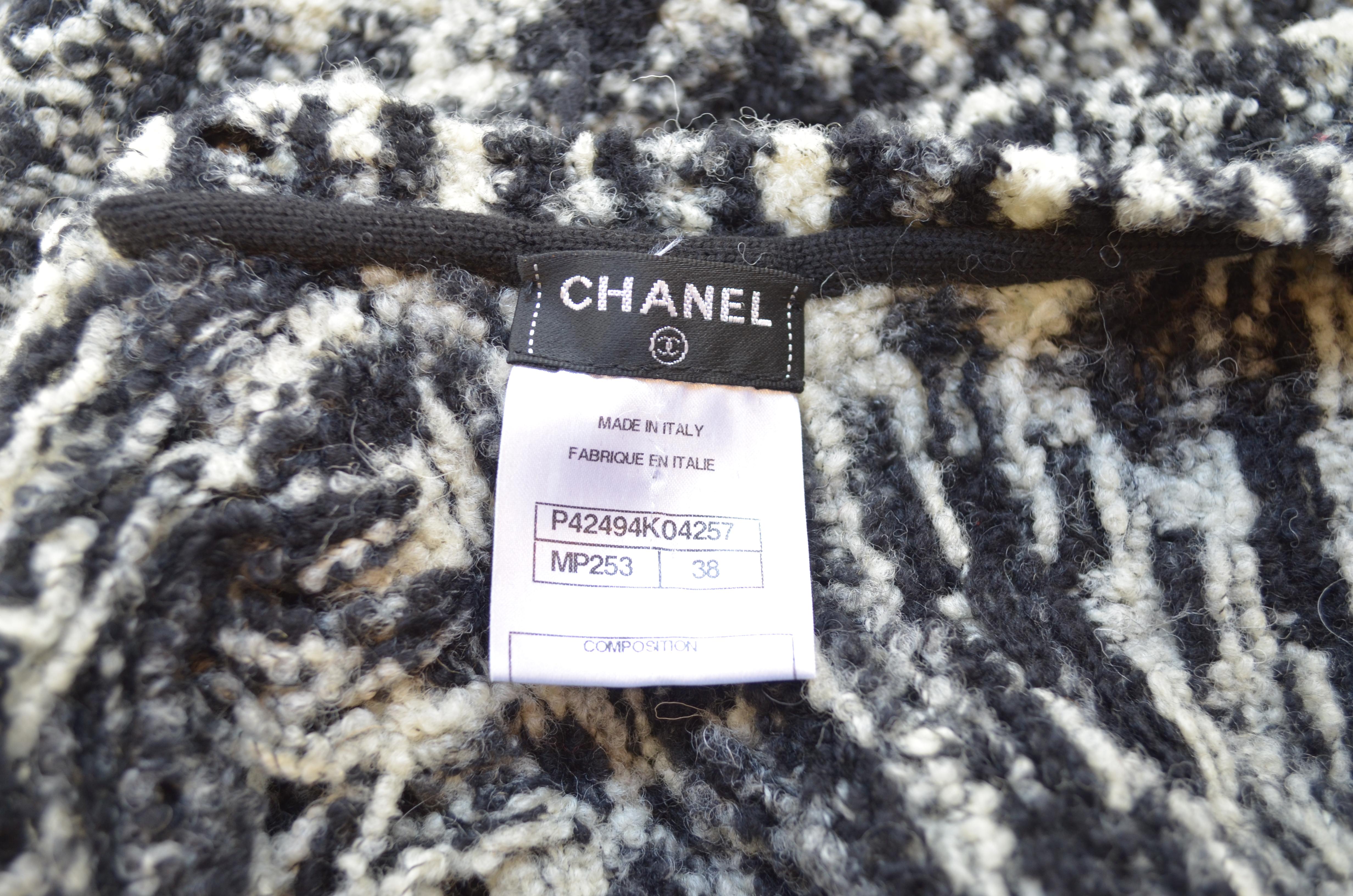Chanel 2011 Fall/Winter Collection Black & White Boucle Knit Maxi Gown In Excellent Condition In Carmel, CA