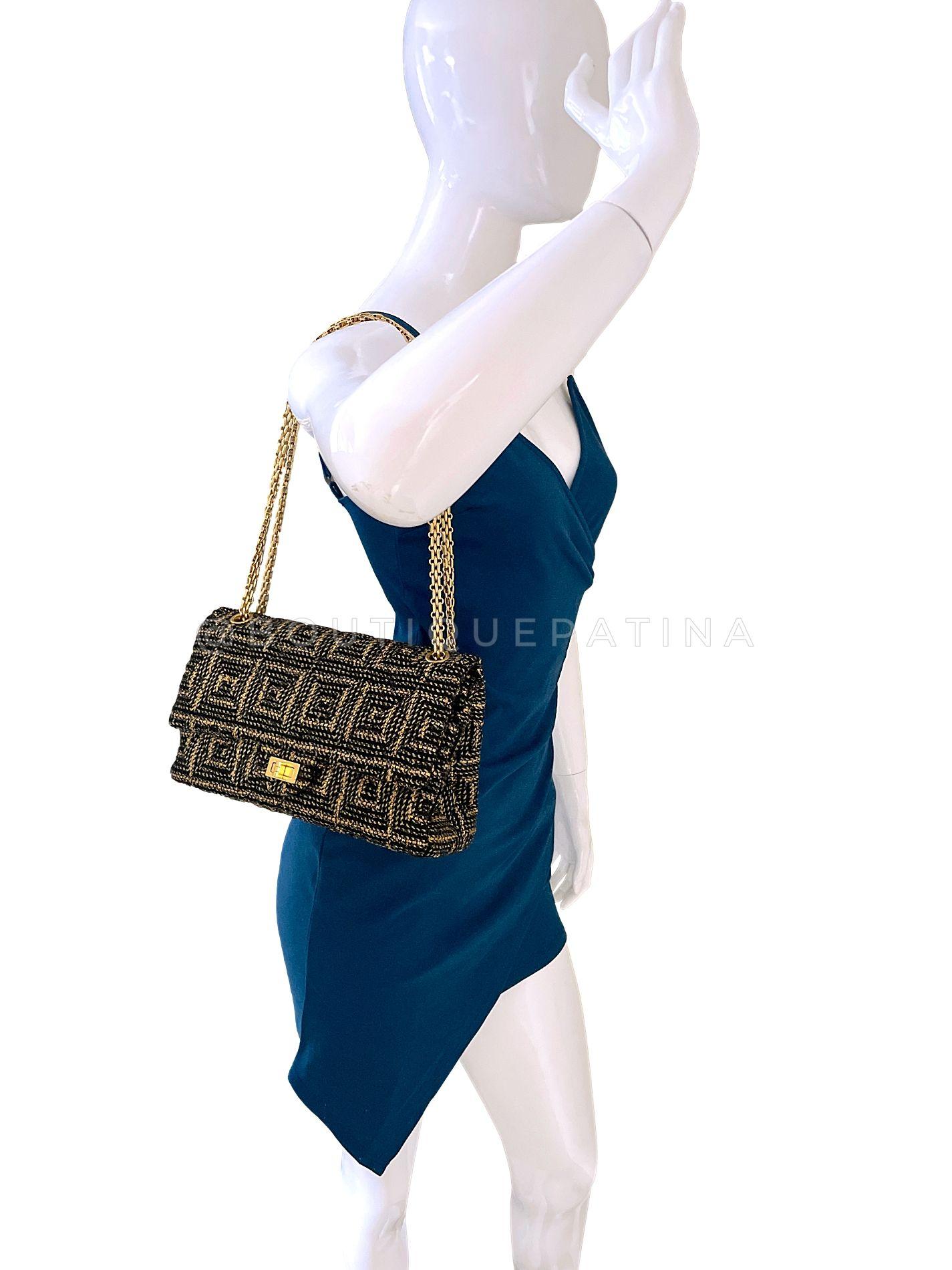 Chanel 2011 Gold-and-Black Rope Spun Paris Byzance Jumbo Reissue Flap Bag 68452 10