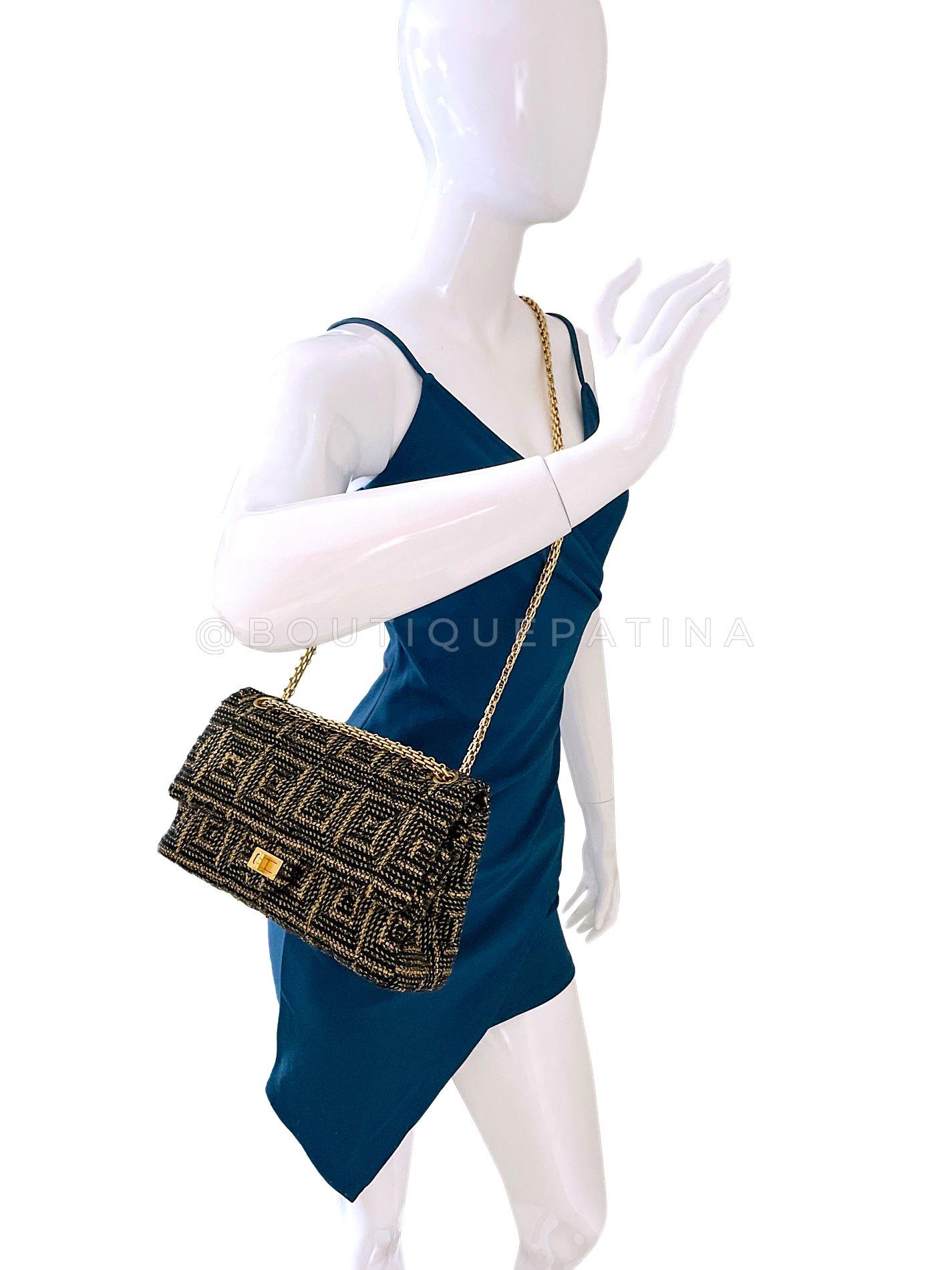 Chanel 2011 Gold-and-Black Rope Spun Paris Byzance Jumbo Reissue Flap Bag 68452 11
