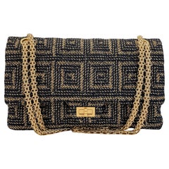 Chanel 2011 Gold-Schwarzes Seil gesponnen Paris Byzance Jumbo Reissue Klappe Tasche 68452