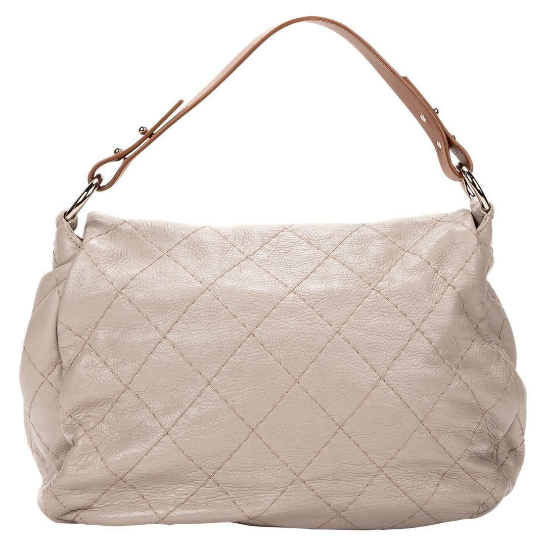 Beige Chanel 2011 Grey Stitched Large Single Flap Bag For Sale