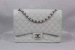 Chanel 2011 Maxi Classic Quilted Caviar Leather Double Flap Shoulder Bag