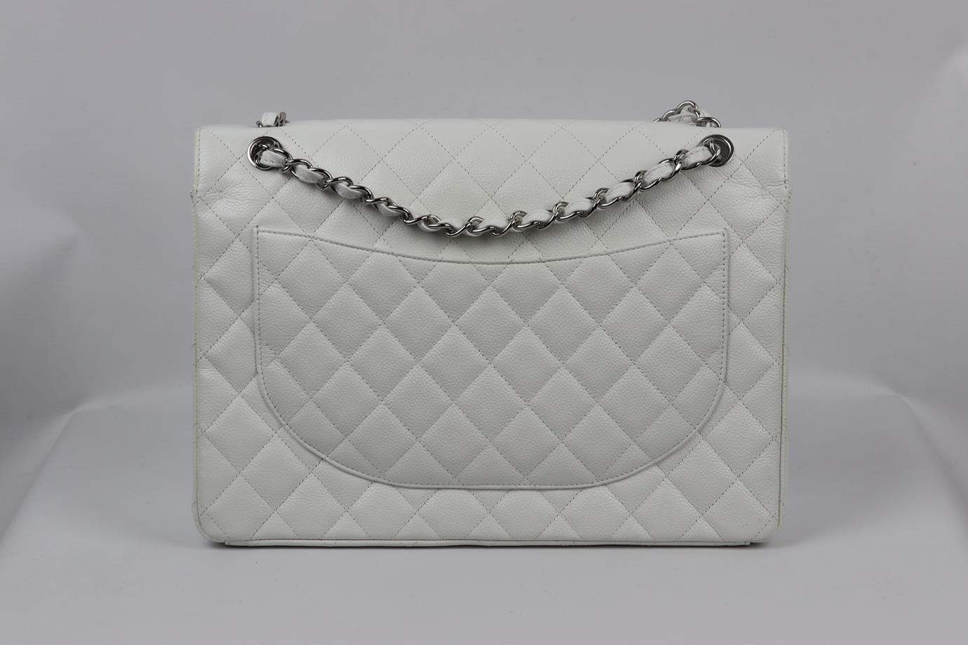 Chanel 2011 Maxi Classic Quilted Caviar Leather Double Flap Shoulder Bag In Excellent Condition For Sale In London, GB