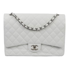 Chanel 2011 Maxi Classic Quilted Caviar Leather Double Flap Shoulder Bag