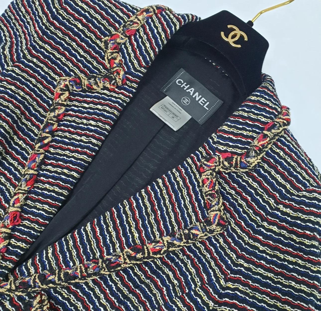 Chanel 2011 Blazer en tweed multicolore Sz.38 en vente 1
