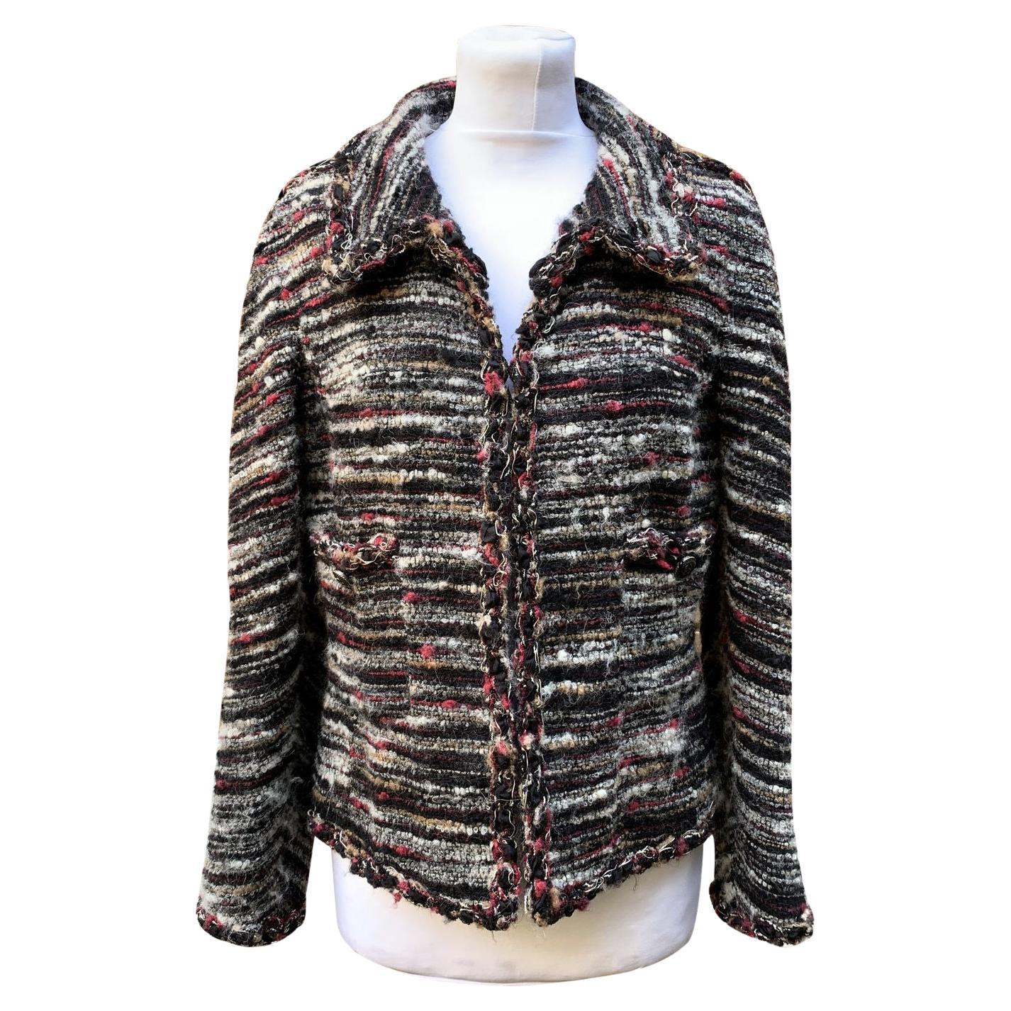 Chanel 2011 Multicolor Wool Jacket Cardigan Size 38 FR For Sale