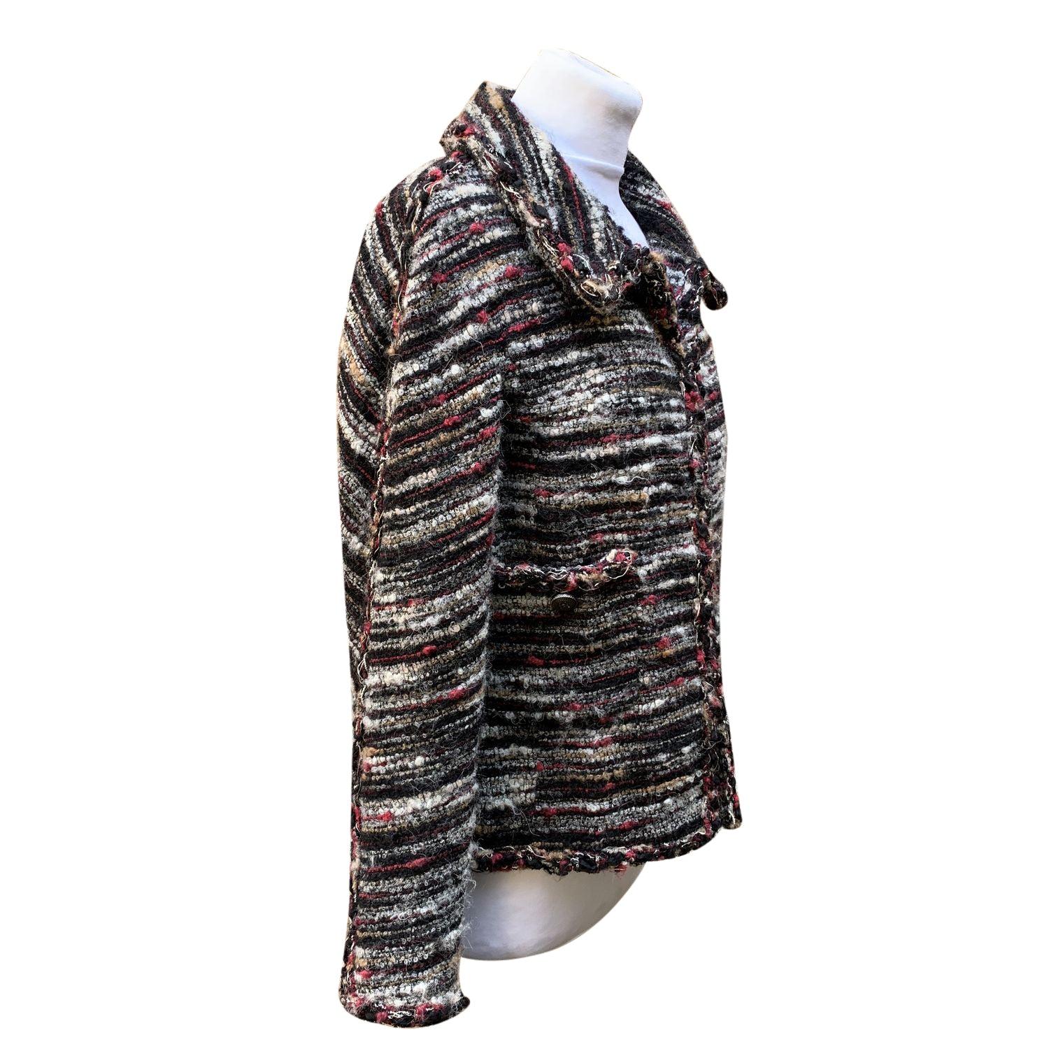 Black Chanel 2011 Multicolour Wool Cardigan Jacket Size 38 FR For Sale