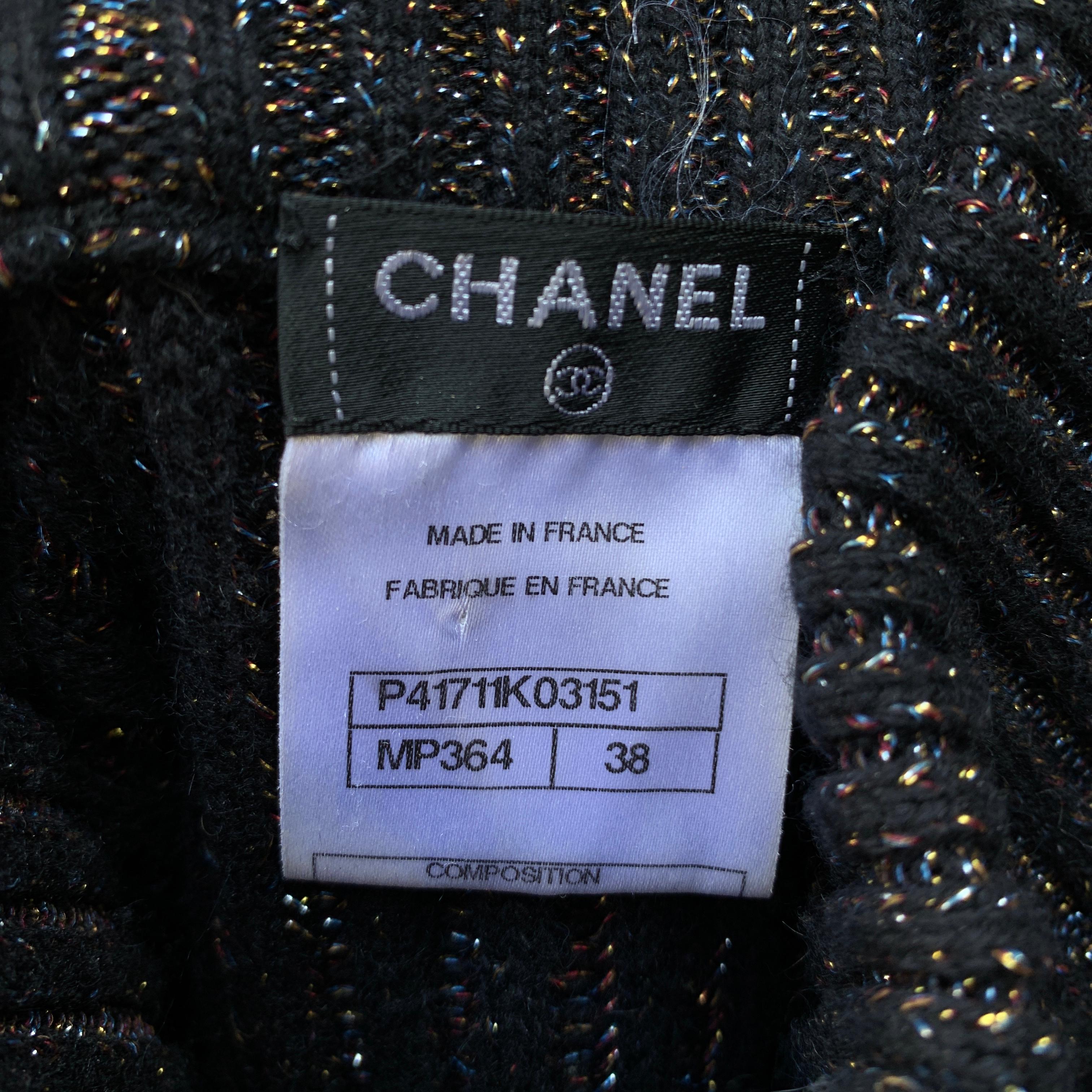Chanel 2011 Paris Byzance Black Cashmere Silk Cardigan Size 38 FR For Sale 4