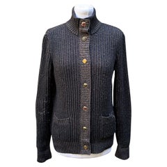 Used Chanel 2011 Paris Byzance Black Cashmere Silk Cardigan Size 38 FR