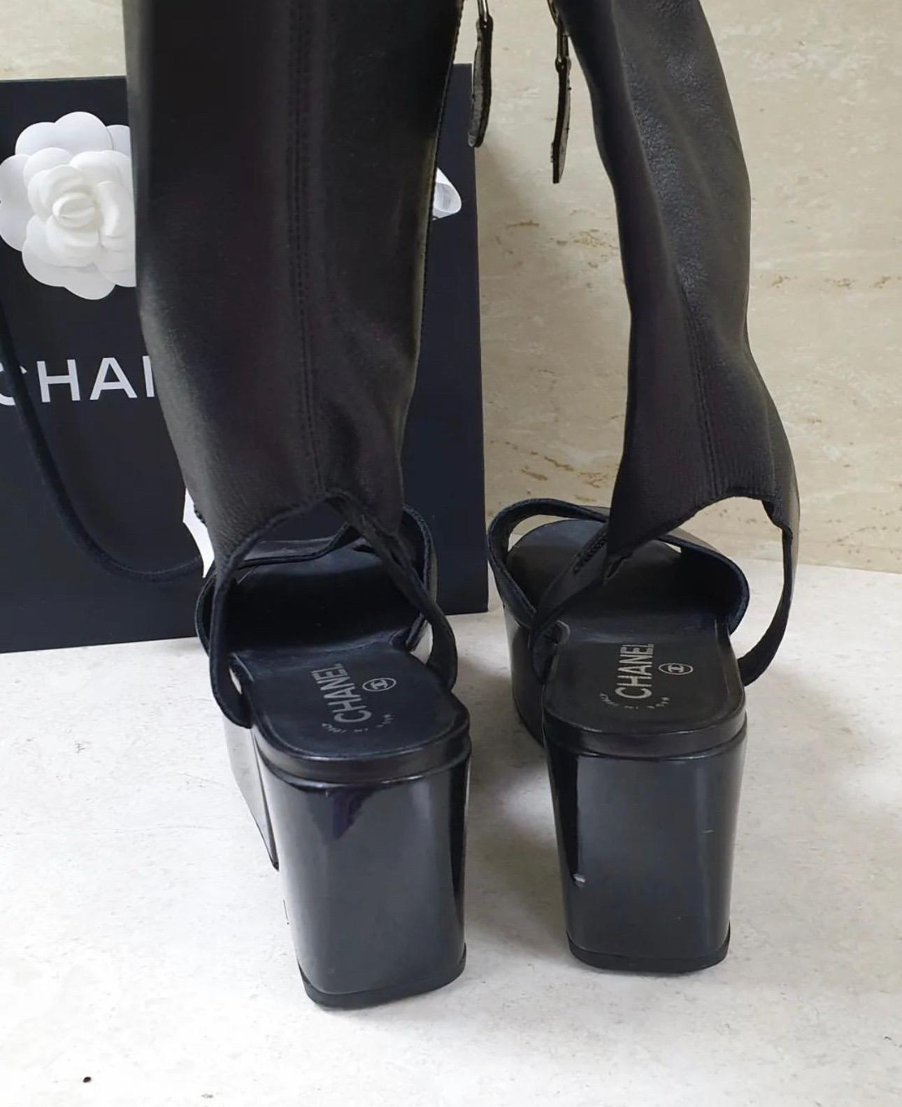 Chanel 2011 Platform Open Toe Over Knee High Boots  In Good Condition In Krakow, PL