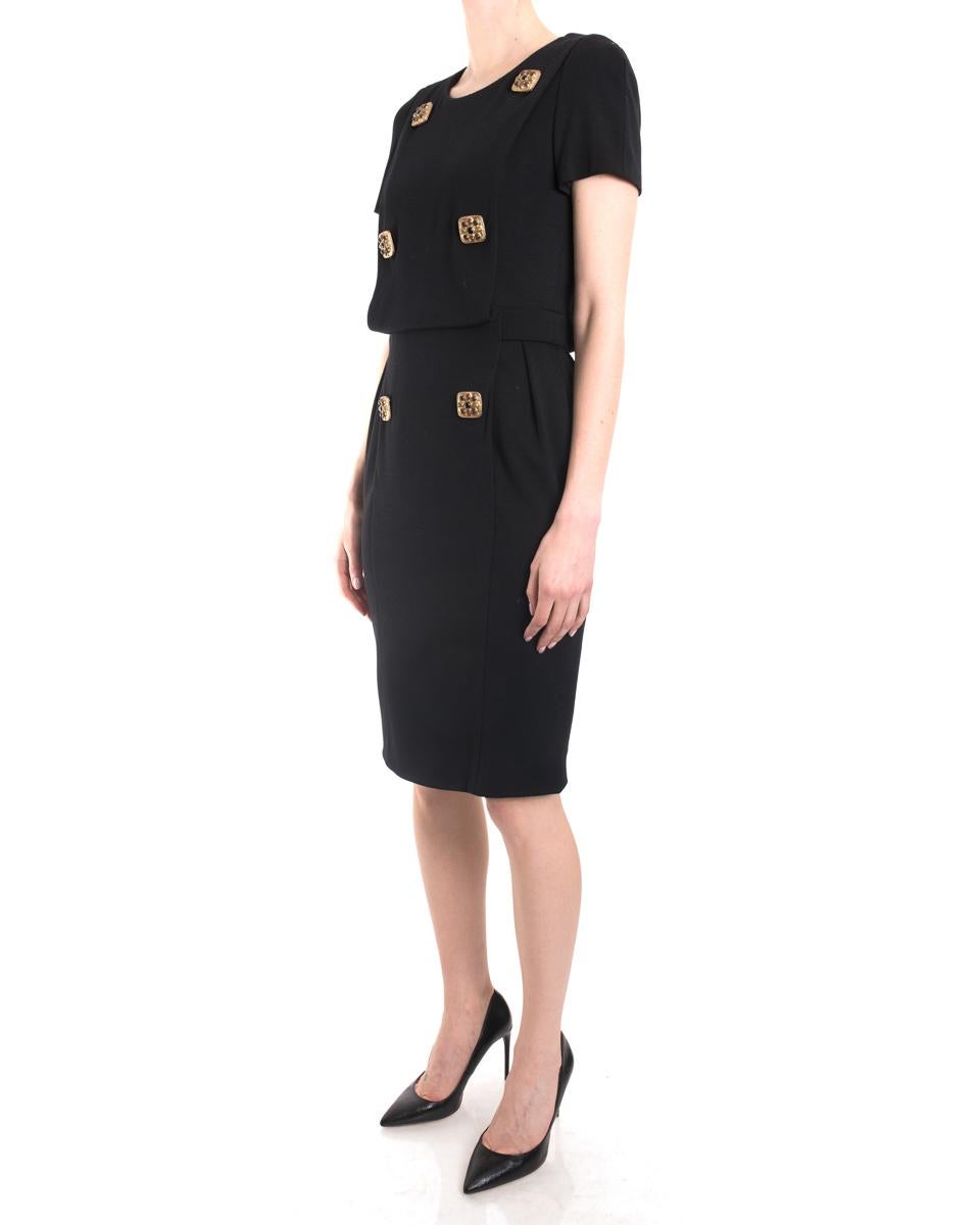 Chanel 2011 Pre-Fall Byzantine Collection Black Jewel Button Dress - 38 / 6 In Excellent Condition For Sale In Toronto, ON