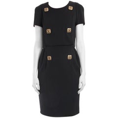 Chanel 2011 Pre-Fall Byzantine Collection Black Jewel Button Dress - 38 / 6