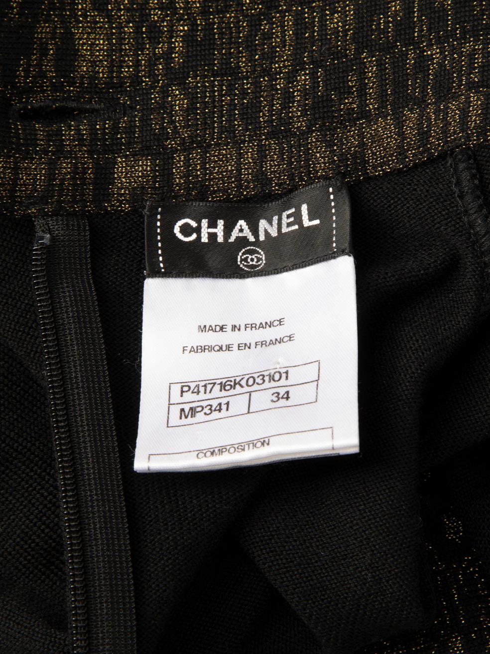 Chanel 2011 Pre-Fall Gold & Black Wool Dress Size XS For Sale 4