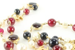 Chanel 2011 Rare Gripoix Hammered Gold Pearl Chain Necklace 1CJ1214