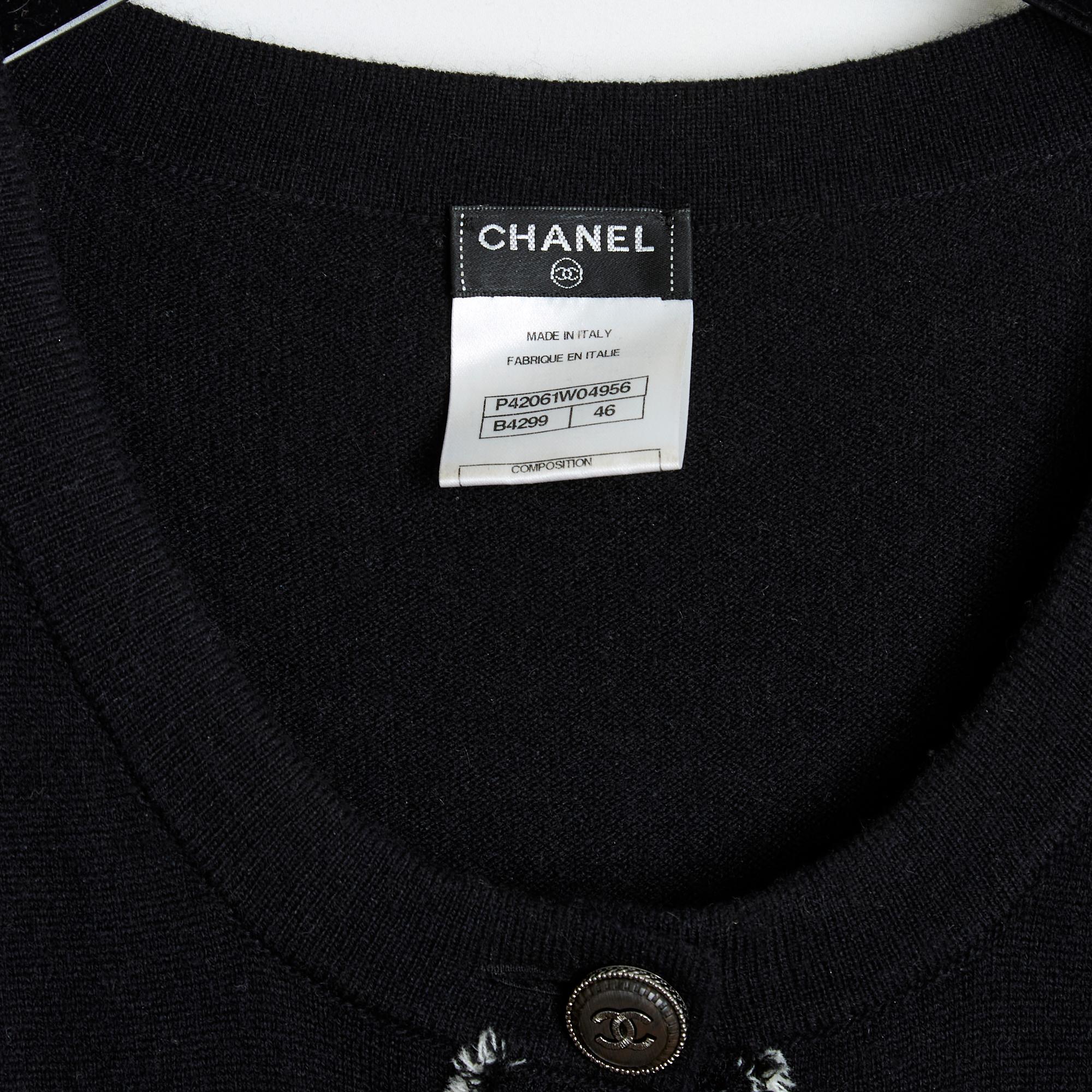 Chanel 2011 Robe FR46 Noir Cashmere Classic CC Dress UK18 US16 en vente 1