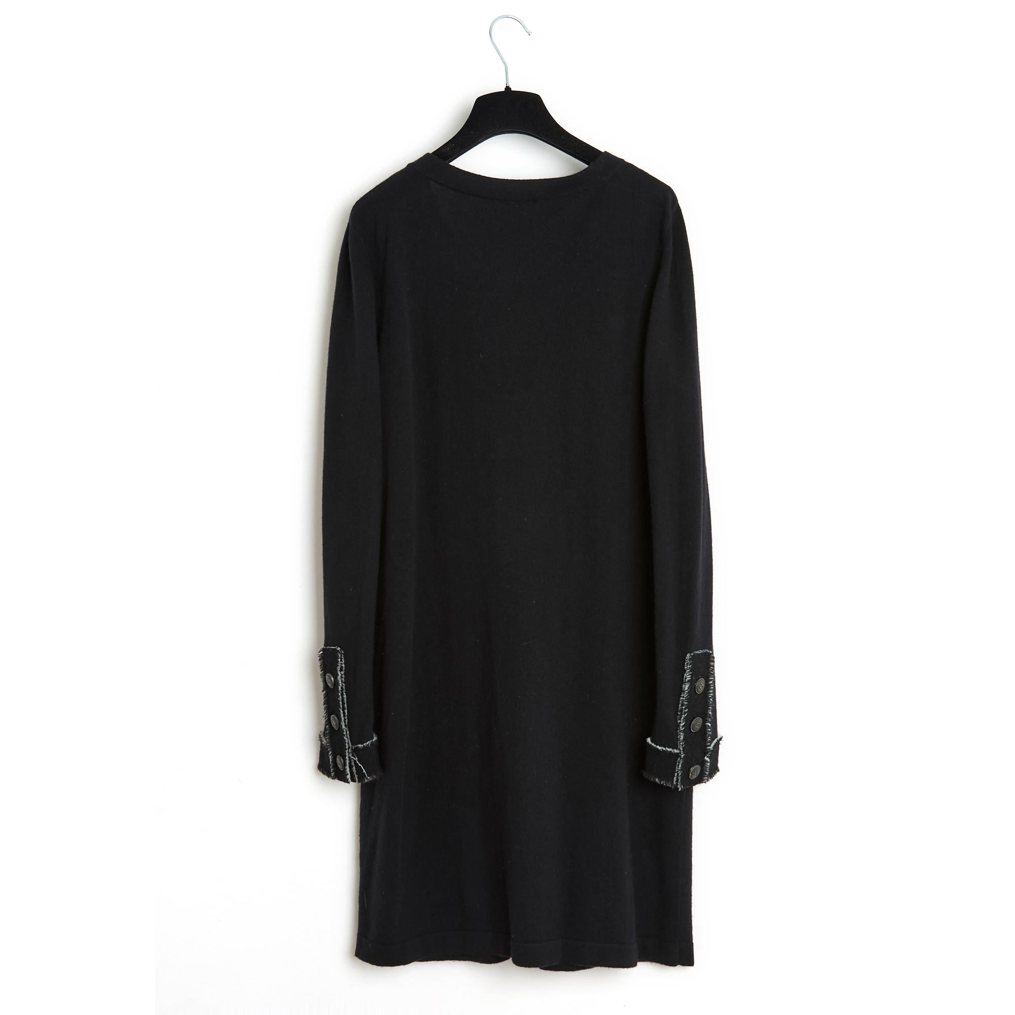 Chanel 2011 Robe FR46 Noir Cashmere Classic CC Dress UK18 US16 en vente 2