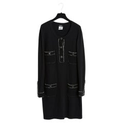 Chanel 2011 Robe FR46 Noir Cashmere Classic CC Dress UK18 US16