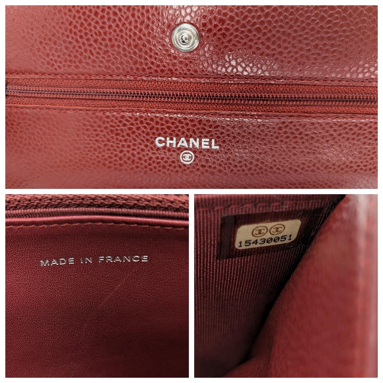 Chanel 2011 Rouge Caviar Classic Wallet On Chain WOC 4