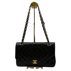 Chanel 2011 Timeless Classic Flap Medium Black Lambskin Leather Gold Hardware