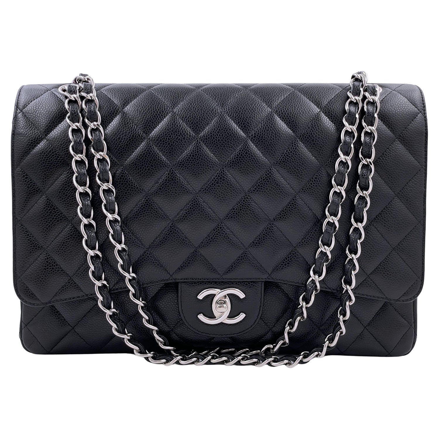Chanel Black Caviar Jumbo Classic Double Flap Bag GHW 65399 For