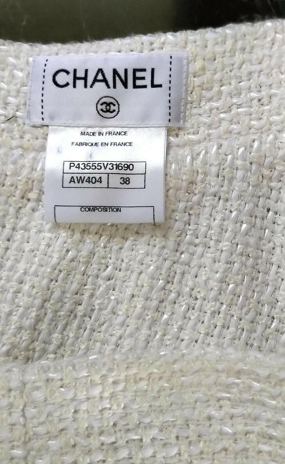 Chanel 2012 12P Runway White Iridescent Tweed A-Line Skirt FR 38/ US 4 6 For Sale 3