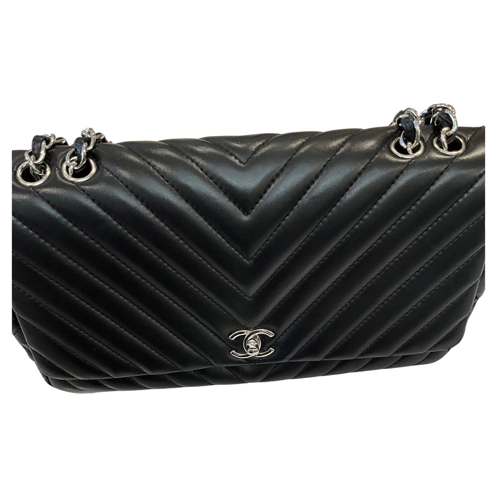 Chanel 2012-2013 Black Chevron Flap Handbag