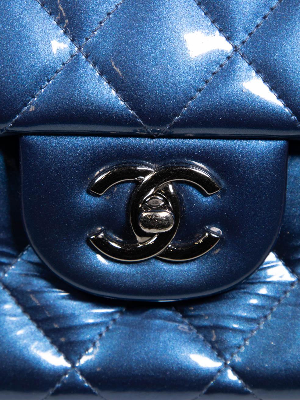 Chanel 2012-2013 Blue Patent Jumbo Double Flap Bag 2