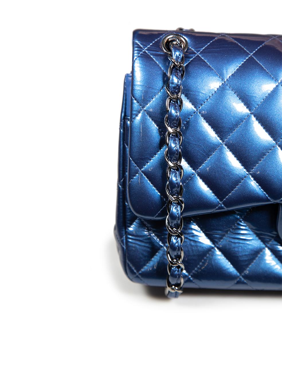 Chanel 2012-2013 Blue Patent Jumbo Double Flap Bag 3