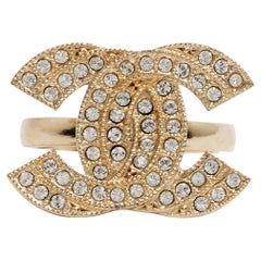 Chanel 2012 Bague Maxi CC TDD52 Light Gold Diamonds CC US6 Diam 16.6 mm