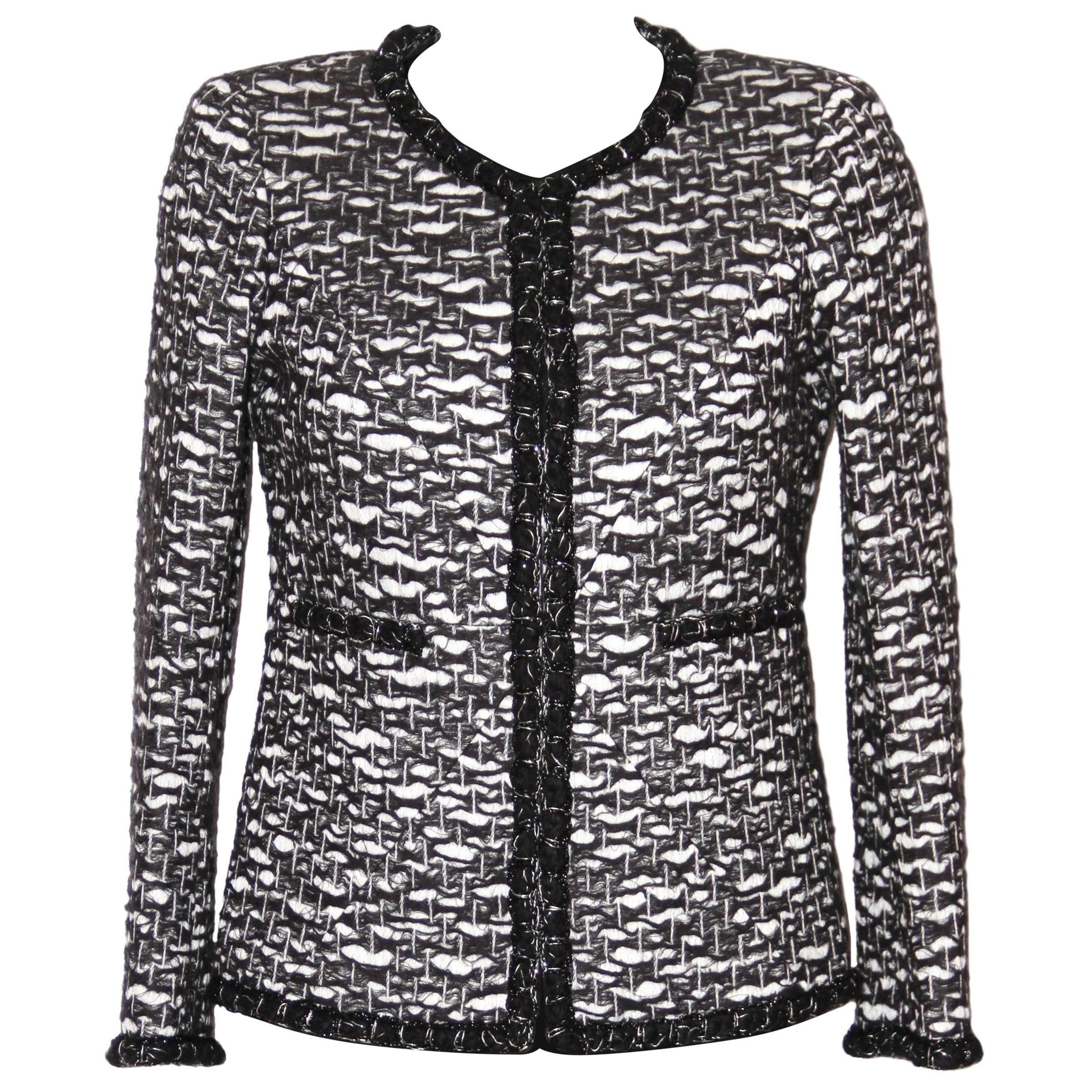 Chanel 2012 Black and White Wool Tweed Jacket