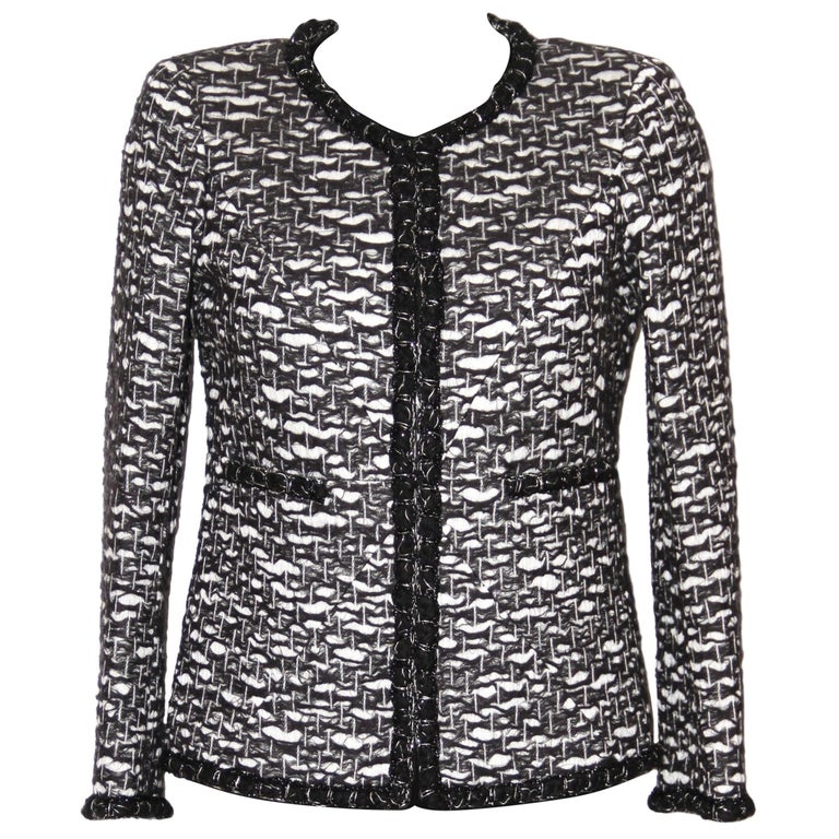 Chanel 2012 Black and White Wool Tweed Jacket at 1stDibs