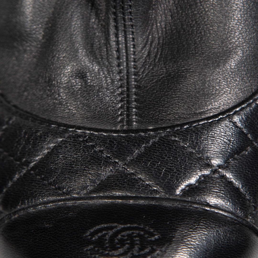 Chanel 2012 Black CC Quilted Leather Heeled Boots Size IT 39.5 1