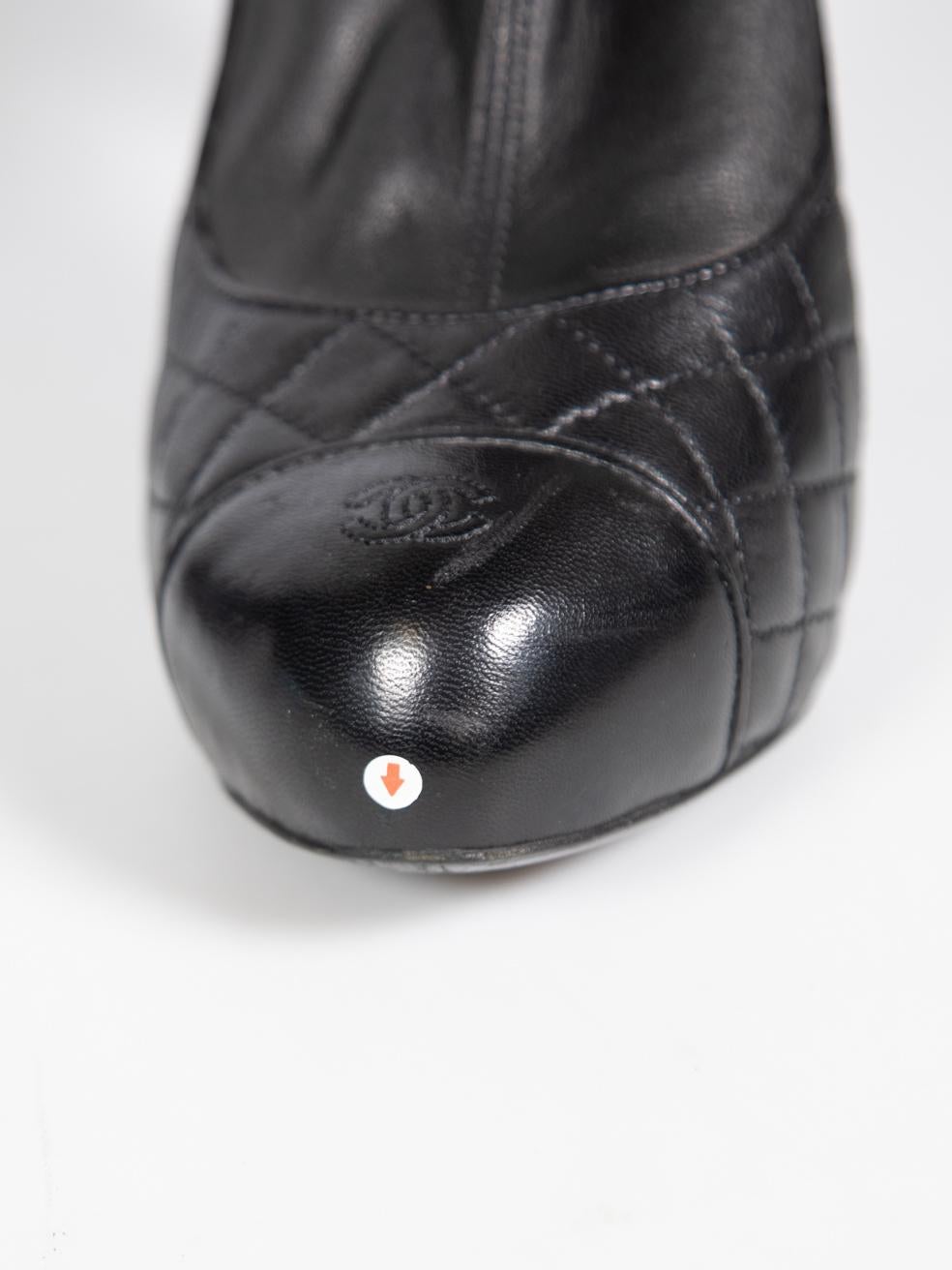 Chanel 2012 Black CC Quilted Leather Heeled Boots Size IT 39.5 2