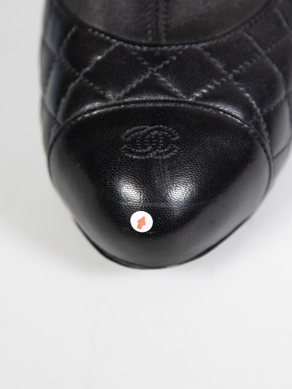 Chanel 2012 Black CC Quilted Leather Heeled Boots Size IT 39.5 3