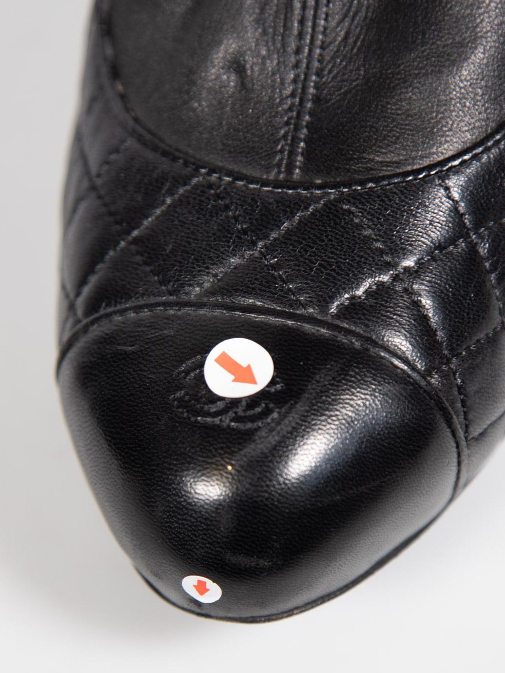 Chanel 2012 Black CC Quilted Leather Heeled Boots Size IT 39.5 4