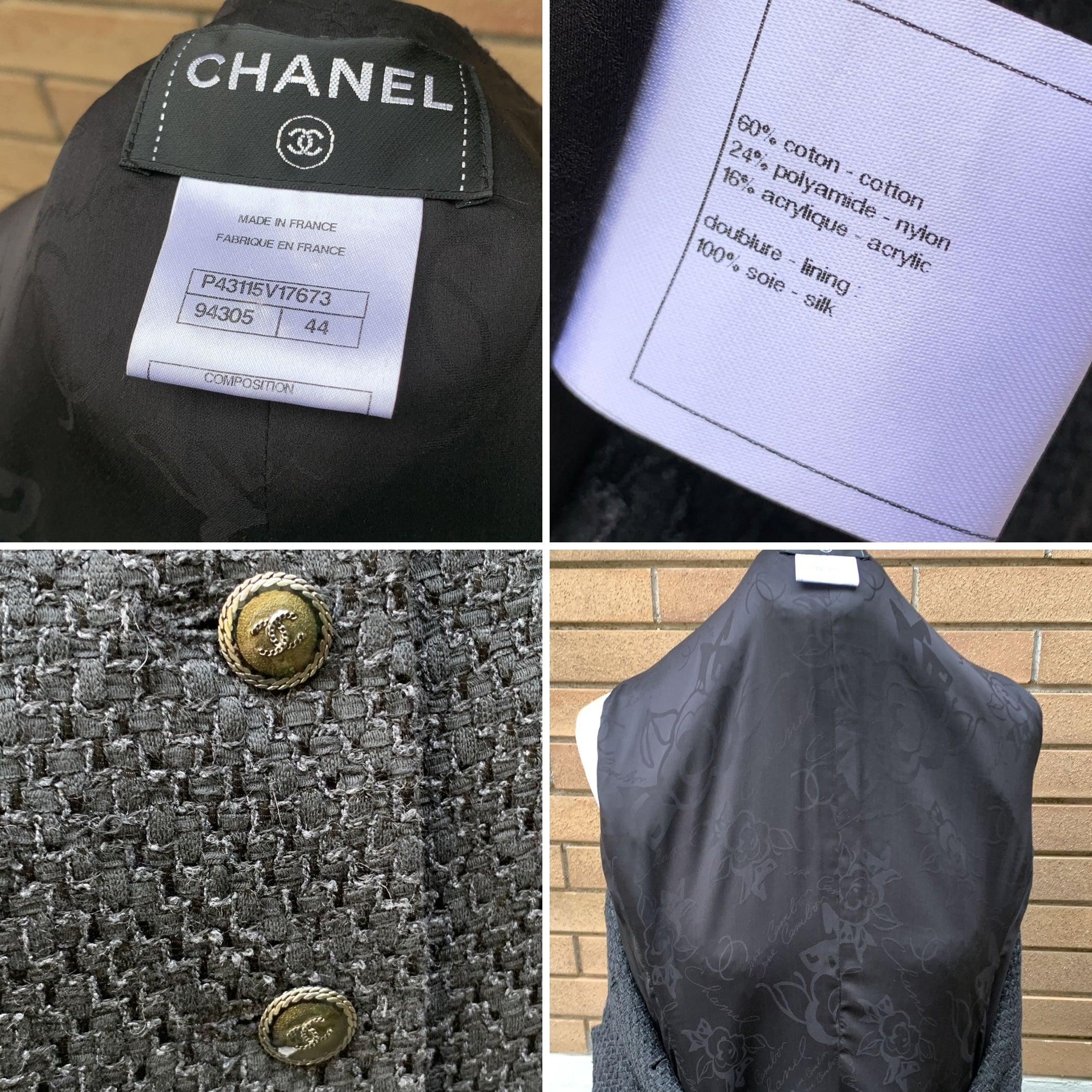 Women's Chanel 2012 Black Cotton Tweed Tiered Sleeveless Dress Size 44 FR