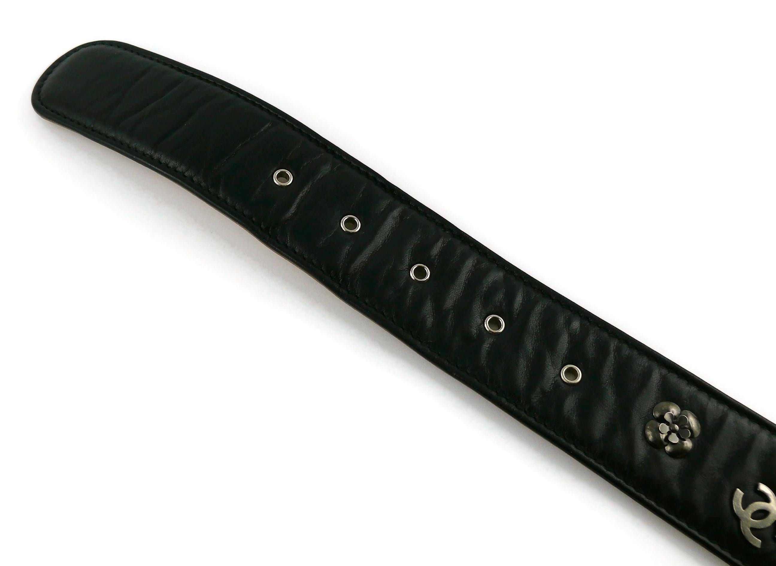 Chanel 2012 Black Leather Belt with CC Buckle and Iconic Details 6
