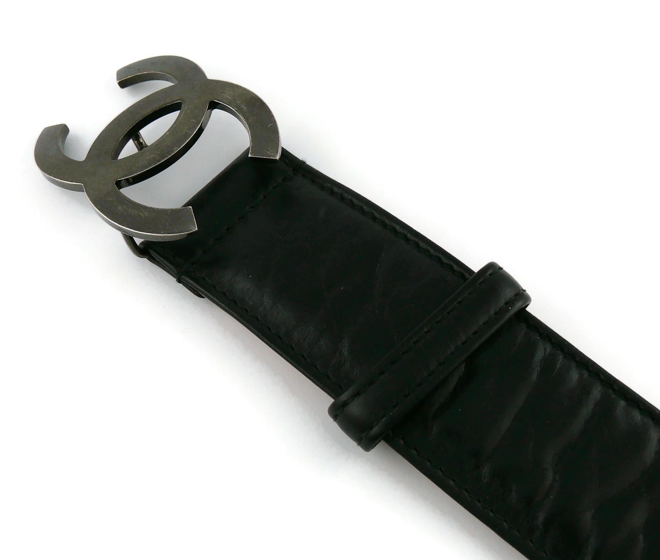 Chanel 2012 Black Leather Belt with CC Buckle and Iconic Details 1