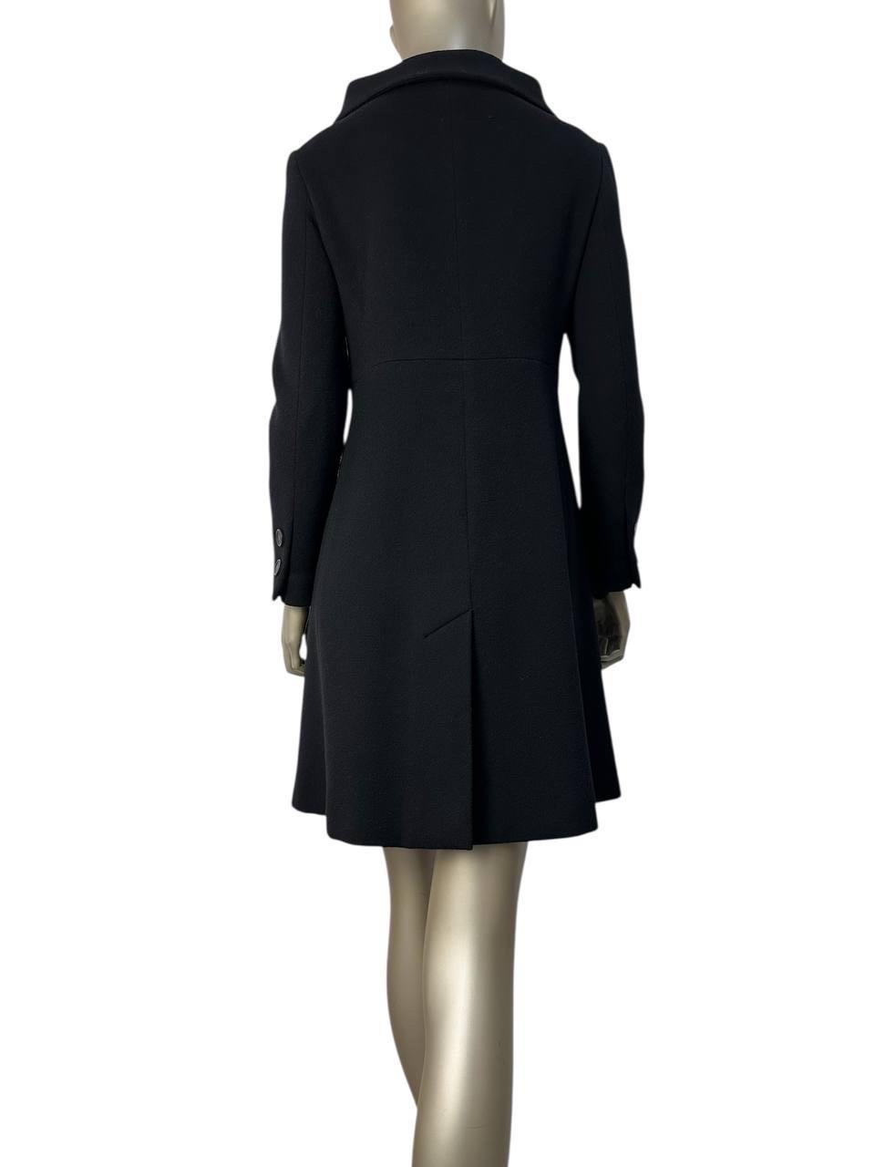 Chanel 2012 Cappotto doppio petto in lana nera Sz.38 in vendita 1