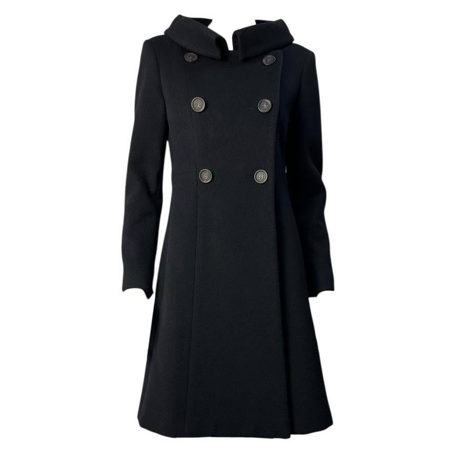 Chanel 2012 Cappotto doppio petto in lana nera Sz.38
