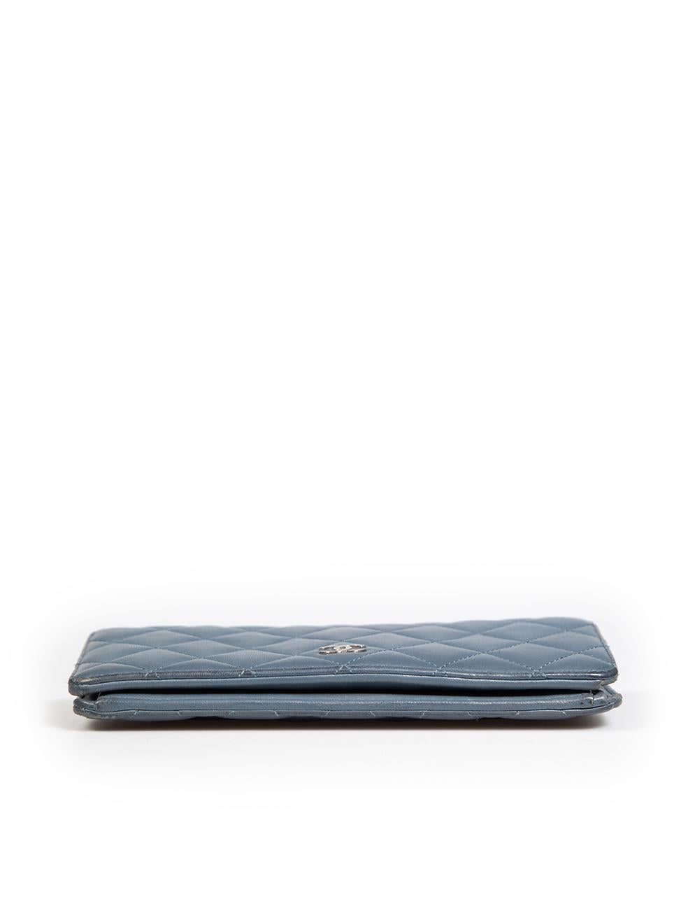 Chanel 2012 Blue Quilted Lambskin Long Flap Wallet In Good Condition In London, GB