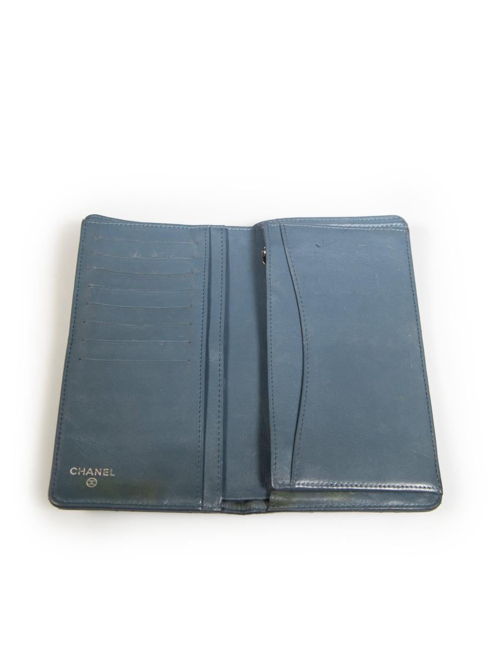 Chanel 2012 Blue Quilted Lambskin Long Flap Wallet 1