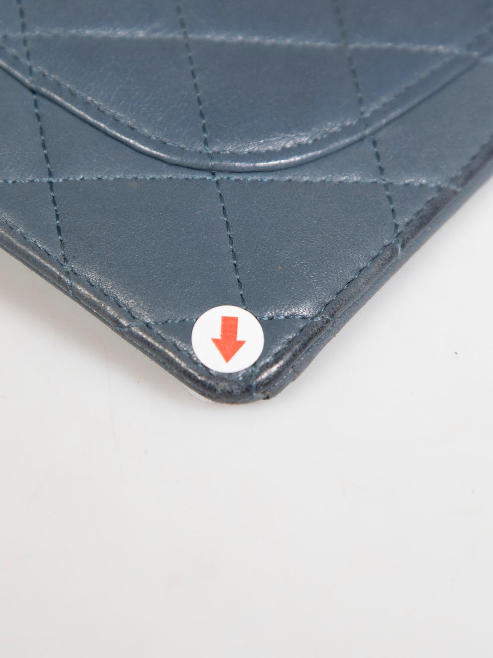 Chanel 2012 Blue Quilted Lambskin Long Flap Wallet 3