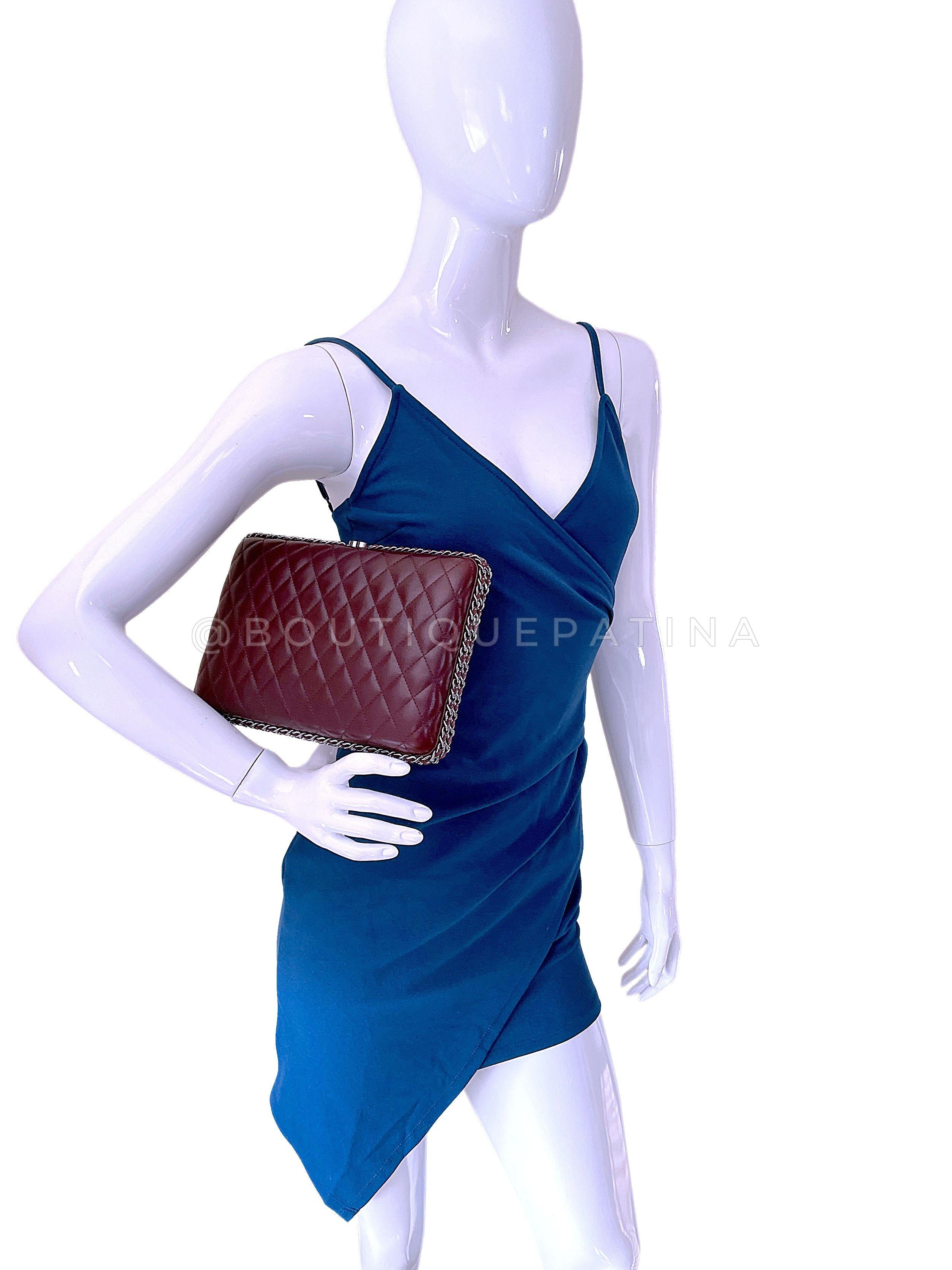 Chanel 2012 Bordeaux Oversized Hard Quilted Chain Around Clutch Bag RHW 67849 For Sale 10