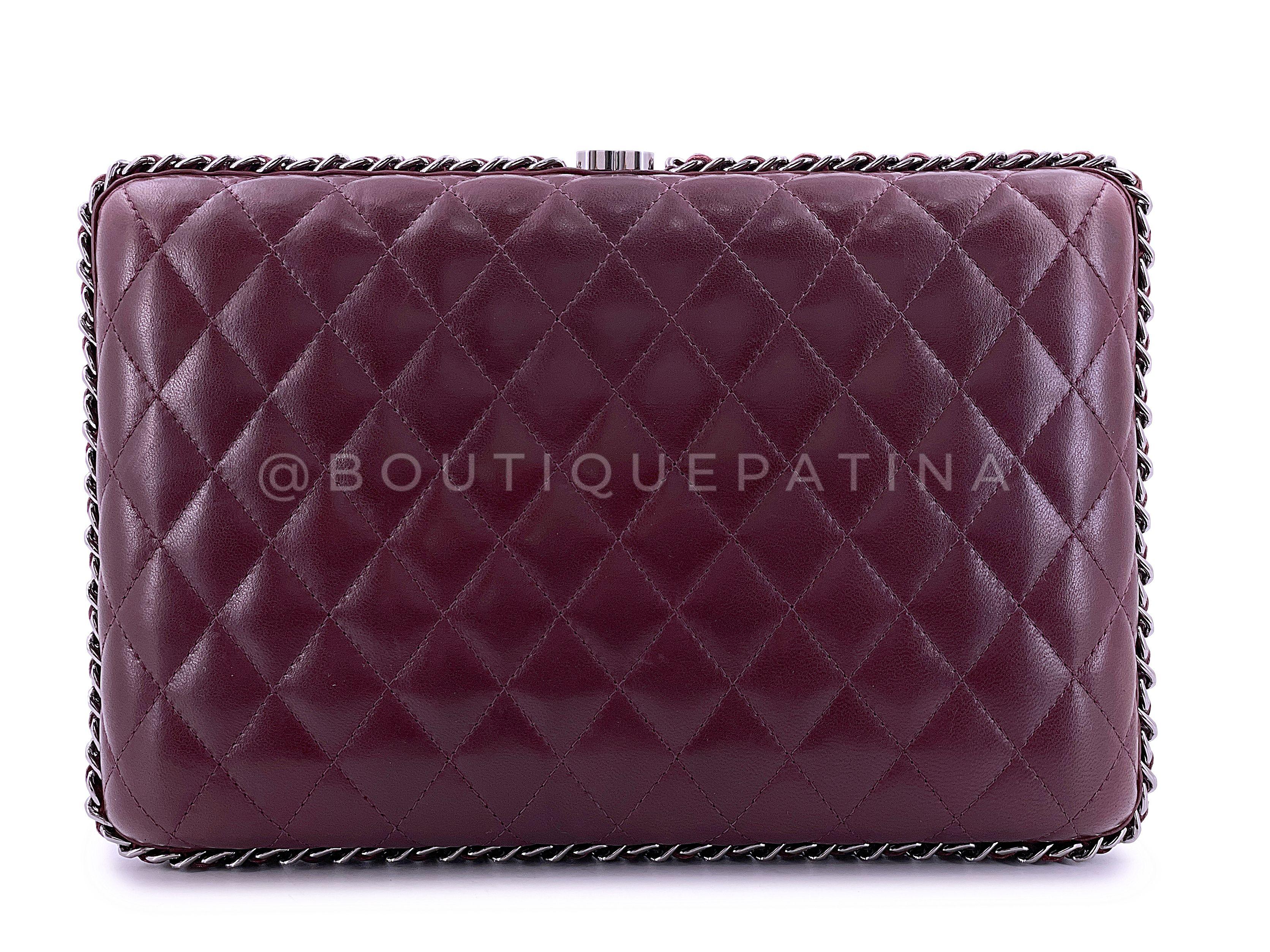 Chanel 2012 Bordeaux Oversized Hard Quilted Chain Around Clutch Bag RHW 67849 For Sale 1