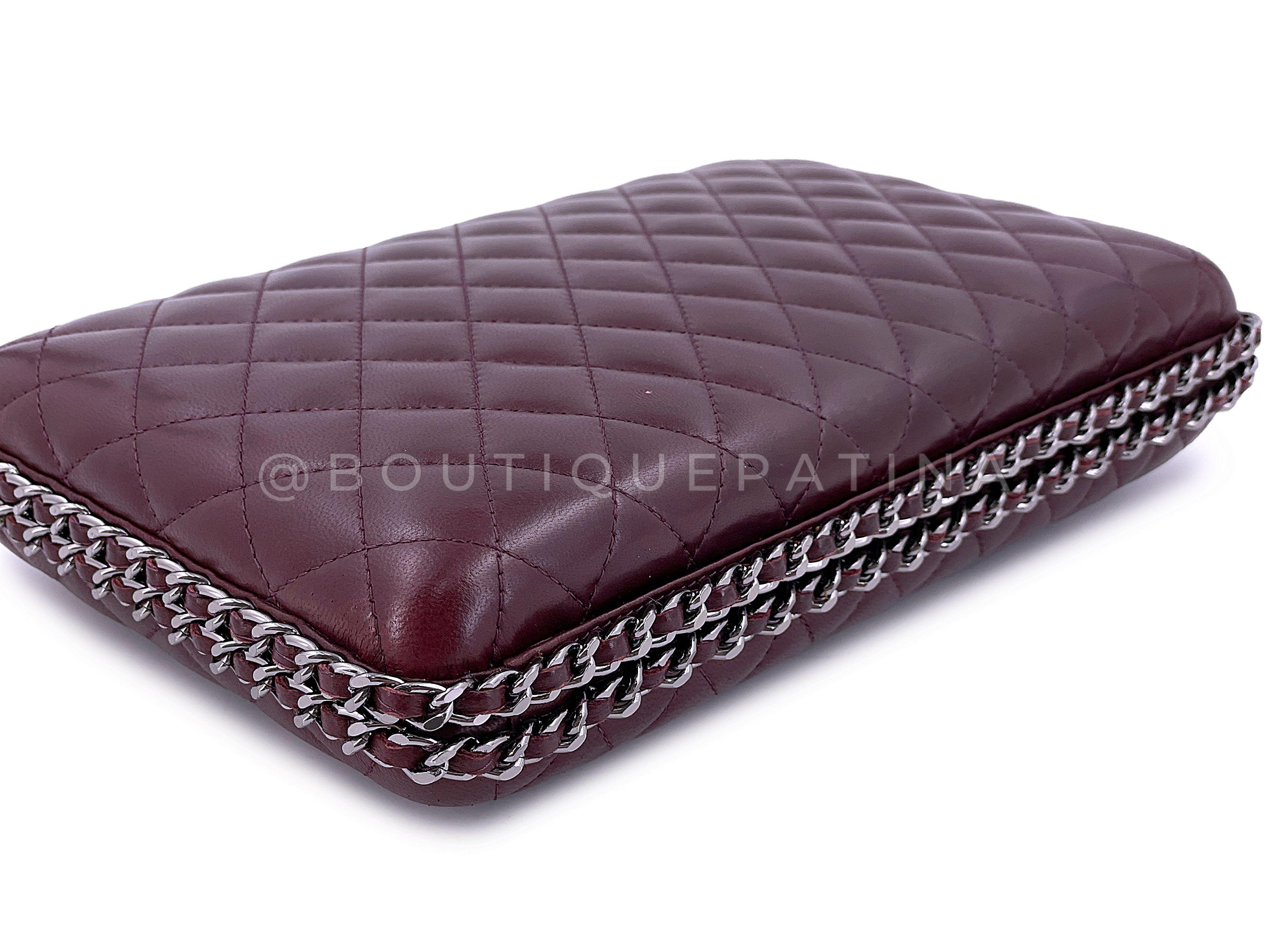 Chanel 2012 Bordeaux Oversized Hard Quilted Chain Around Clutch Bag RHW 67849 For Sale 3